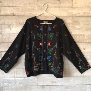 Floral embroidered silk jacket